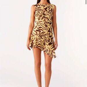 Peppermayo Brown and Cream Asymmetrical Dress